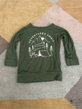 Little & Lively Kids Green "Adventures Await" Graphic Pullover